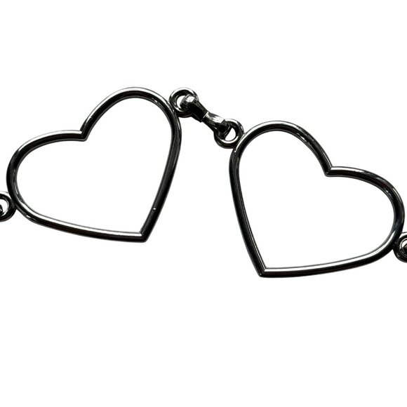 Mudd Womens Heart Chain Belt Adjustable Silvertone 50" With Charm Accent - Picture 5 of 5